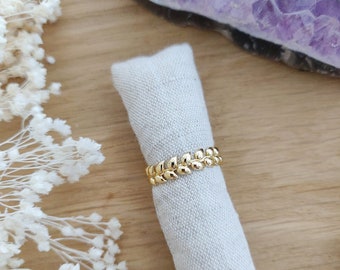 Adjustable ring floral crown gold-plated brass minimalist accumulation by Adèle and Louise