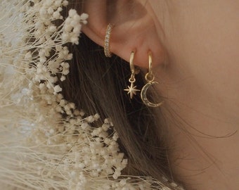 Bague d'oreille plaqué or ear cuffs modèle cristal ultra fin par Adèle et Louise