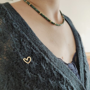 Gold plated heart brooch pins badge love pin AIMEE by Adèle et Louise