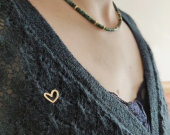 Gold plated heart brooch pins badge love pin AIMEE by Adèle et Louise