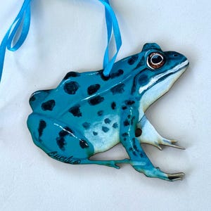 Leopard Frog #2, Ornament, Leopard Frog wooden ornament replica of art by Beverly Osborne