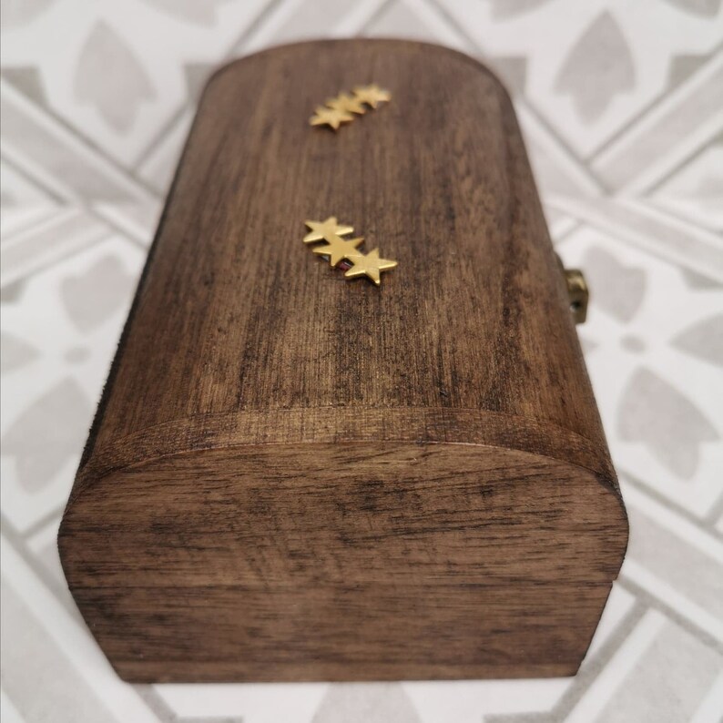 Wooden Embellished Jewellery Box Wooden Crystal Box Embellishment Dice Box Jewellery Storage Varnished Wooden Box Trinket Box Present