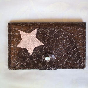 Portefeuille en simili cuir marron fantaisie