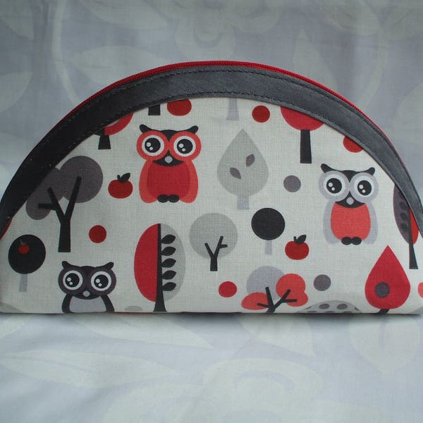 Trousse Brodée Fait Main – Chouette Orange, Fabrication Française, Neuve