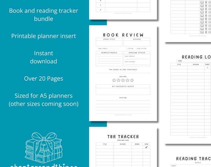 Book Tracker and Review Printable | Reading Journal Log List ...