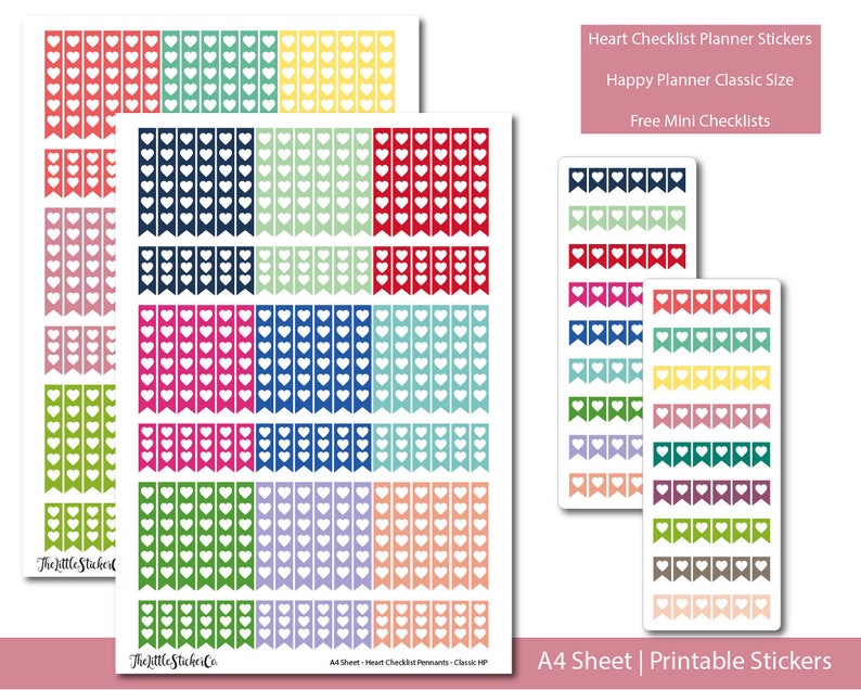 Heart Checklist Planner Stickers | Happy Planner Classic | Digital ...