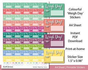 Weigh Day Planner Stickers | Weight Loss Tracker | Digital Download