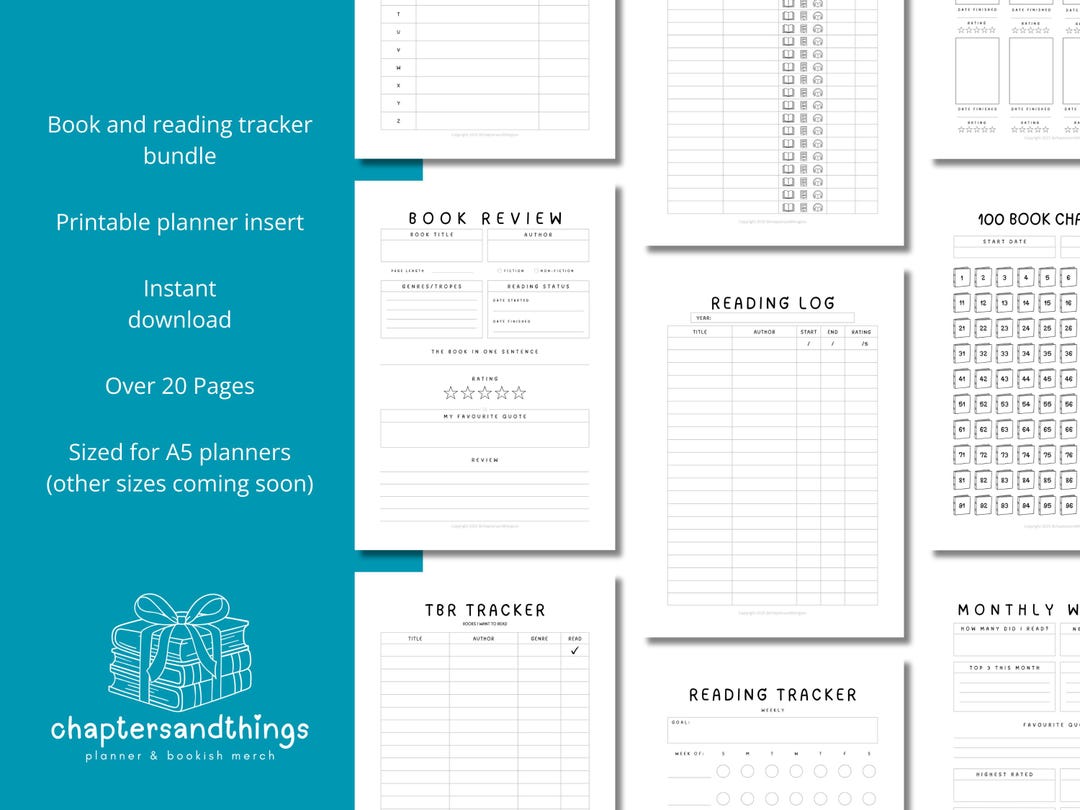Printable Reading Journal | Planner Inserts | Book Tracker | Reading ...