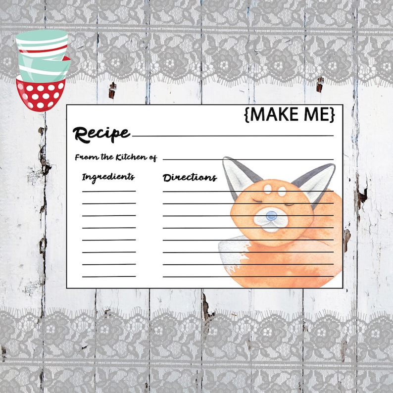 Printable Recipe Card Bridal Shower Recipe Card PDF Instant Download Recipe Card Printable 4x6 Recipe Card DIY Recipe Cards
