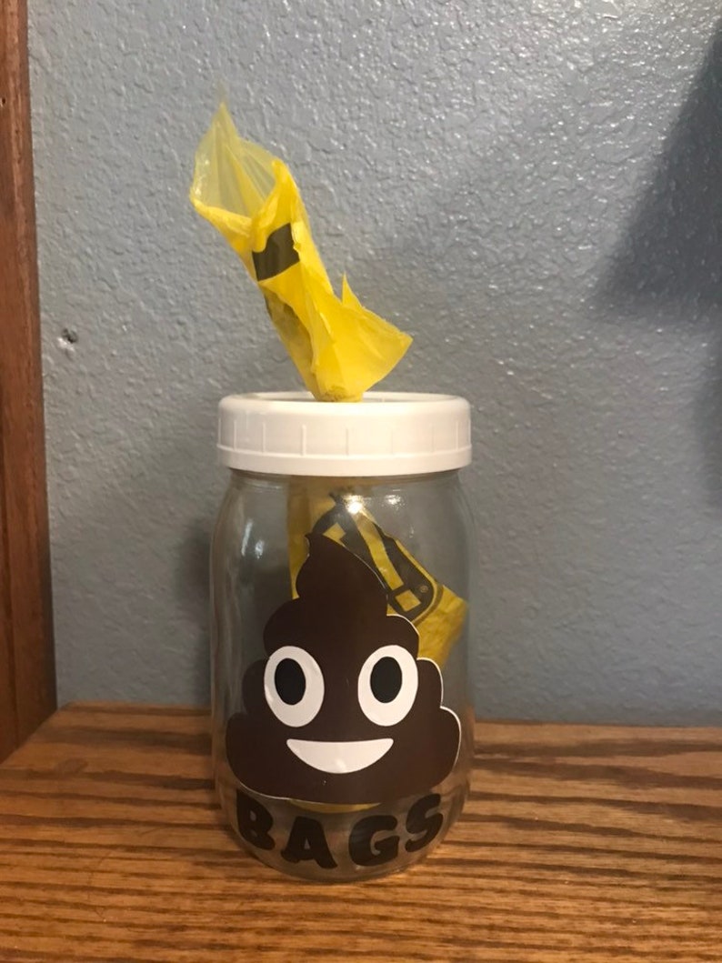 Poop Bag Holder Vinyl Sticker Vinyl Decal Poop Bag Emoji Holder Dog Poop Bags Pet Decor Mason Jar