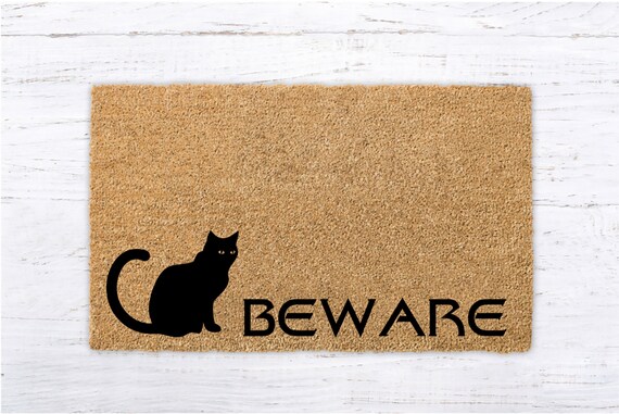 Beware Of Cat Doormat Welcome Home Coir Doormat Funny Welcome Mat