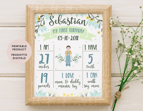First birthday party decorations boy - Fall birthday party boy - Milestone board boy - 1st birthday sign - PRINTABLE birthday poster Il_570xn