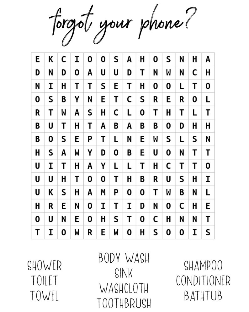 Word Search Bathroom Wall Decor Bathroom Signs Bathroom Etsy