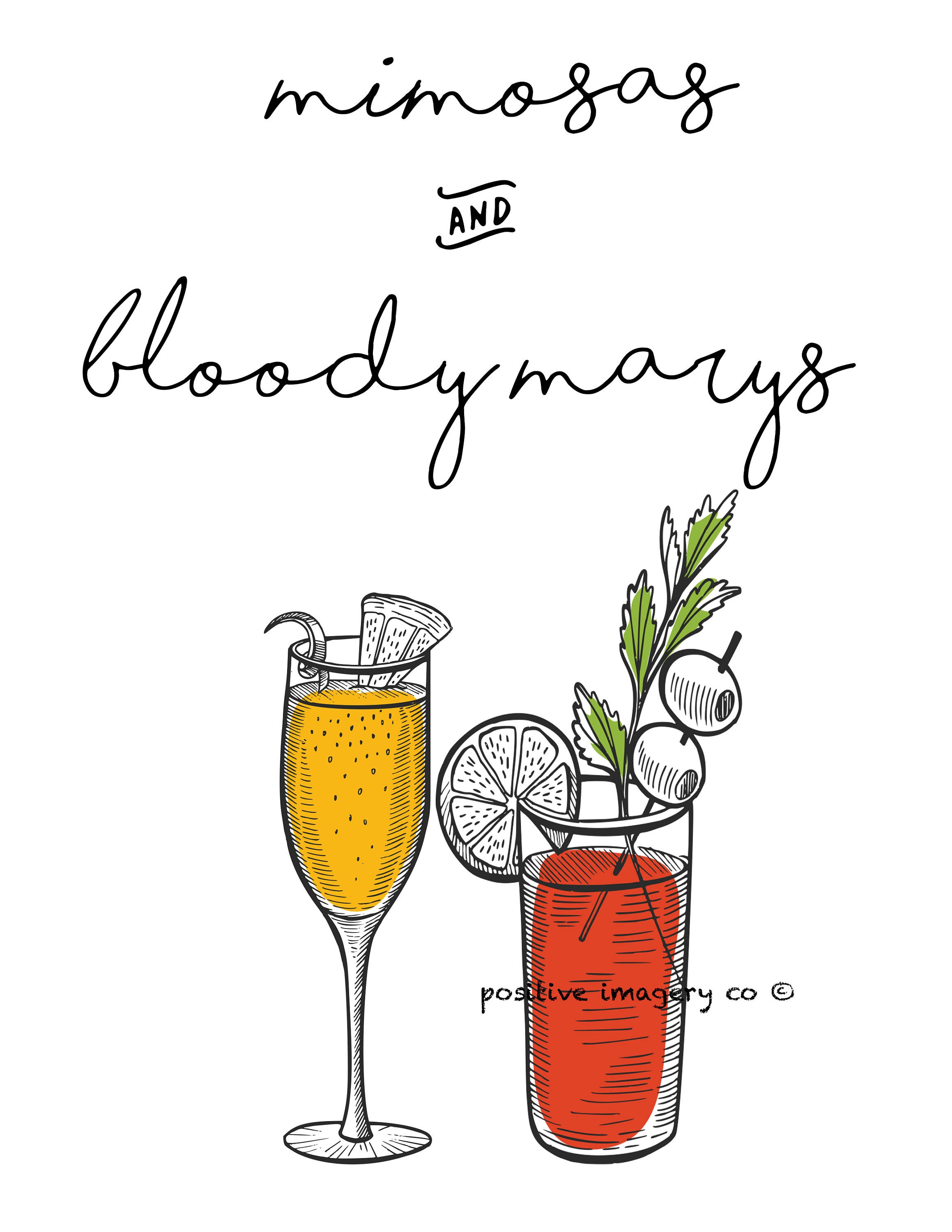 Mimosa and Bloody Mary Sign, Mimosa Sign, Bloody Mary Sign, Mimosa Bar, Bloody Mary Bar, Brunch
