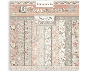 Papier scrapbooking 30x30 cm, 10 feuilles imprimées de fond, Collection You and Me maxi background Stamperia