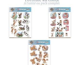 Cartes 3D prédécoupées sur le thème des chiens, collection Dog's Life de Amy Design, modèles au choix à l'unité ou pack complet