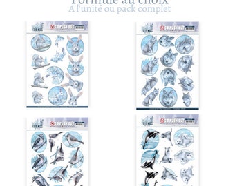 Cartes 3D prédécoupées thème animaux en hiver, collection Winter Friends de Amy Design, modèles au choix à l'unité ou pack complet