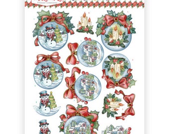 Cartes 3D prédécoupées thème Noel Wintry Christmas Yvonne Creations, 4 modèles au choix