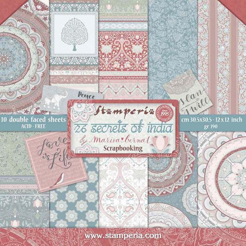 Stamperia scrapbooking paper 26 secrets of India 10 sheets of Etsy