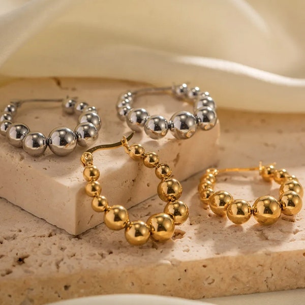 Beaded Hoop Earrings Etsy