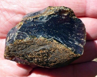 Ambre, pierre gemme bleue brute et naturelle de Sumatra, 54x42x30 mm, 41 g, pour fabrication bijoux, collection ou lithothérapie