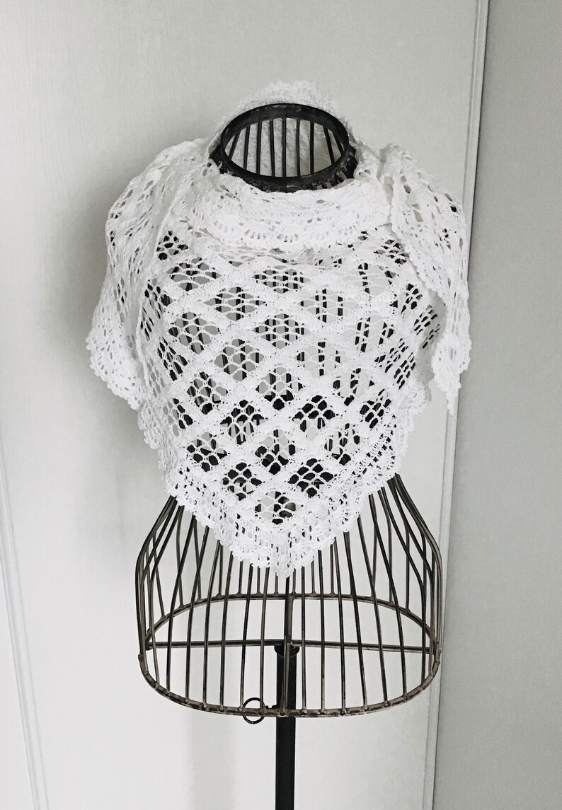 NOUVEAUTÉ Grand chèche/châle crochet femme blanc | Etsy