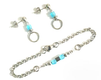 Bracelet and earrings set, Stainless steel, Special CHRISTMAS Price, original gift idea for women, girls or teenagers