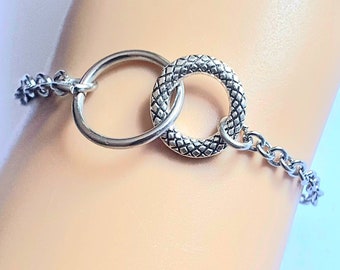 Bracelet double anneaux en Acier Inoxydable et alliage, idée cadeau femme fille et adolescents, anniversaire