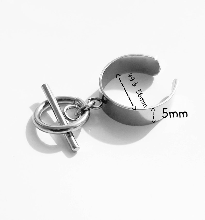 Anillo de borla de acero inoxidable, cierre en T, círculo y barra, idea de regalo de joyería para mujeres, niñas o adolescentes, elección: anillo grande o pequeño SMALL TOGGLE -5MM