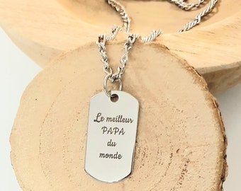 Personalized men's necklace with message, Stainless Steel