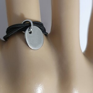 Black ELASTIC cord ring and stainless steel medal, original gift idea for women, girls, teenagers image 3