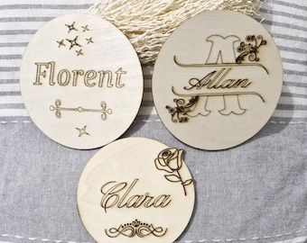 Houten babynaamkaartje, geboortekaartje of voor newbornfoto's, mijlpaalkaart, houten poster