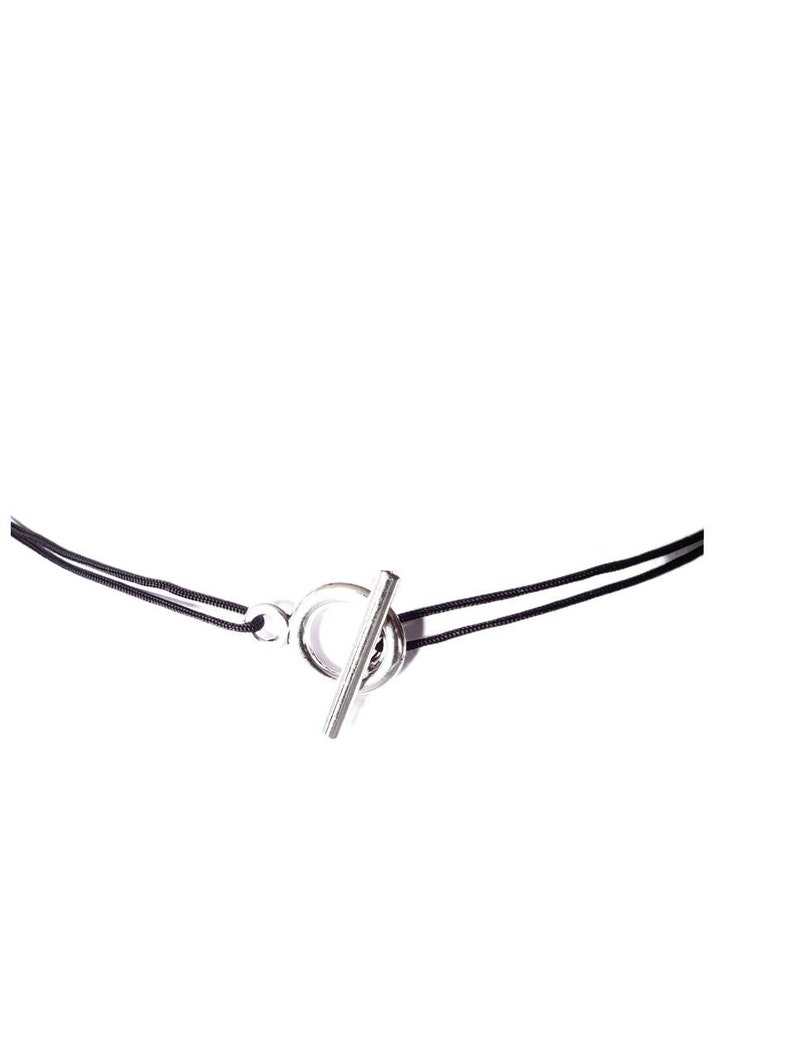 Collier ras de cou cordon noir et fermoir à bascule, toggle OT, cercle et barre, idée cadeau femme, ado, tendance mode 2022 image 3