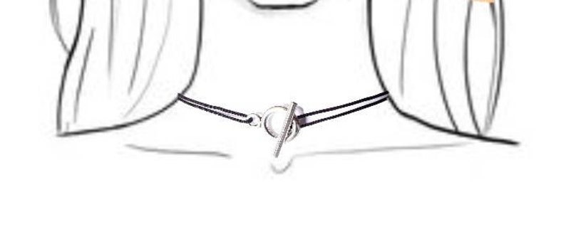 Collier ras de cou cordon noir et fermoir à bascule, toggle OT, cercle et barre, idée cadeau femme, ado, tendance mode 2022 image 1