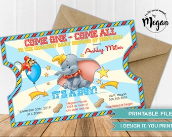 Dumbo Baby Shower Invitations Etsy