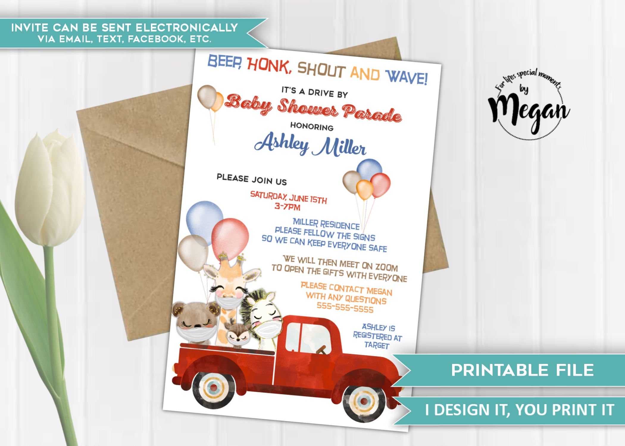 Drive By and Drop Off Baby Shower Invitation Custom Invites Etsy