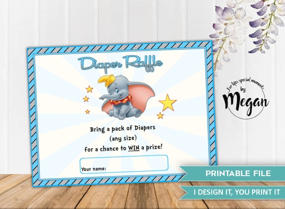 Dumbo Baby Shower Diaper Raffle Ticket Extras De Dumbo A Etsy