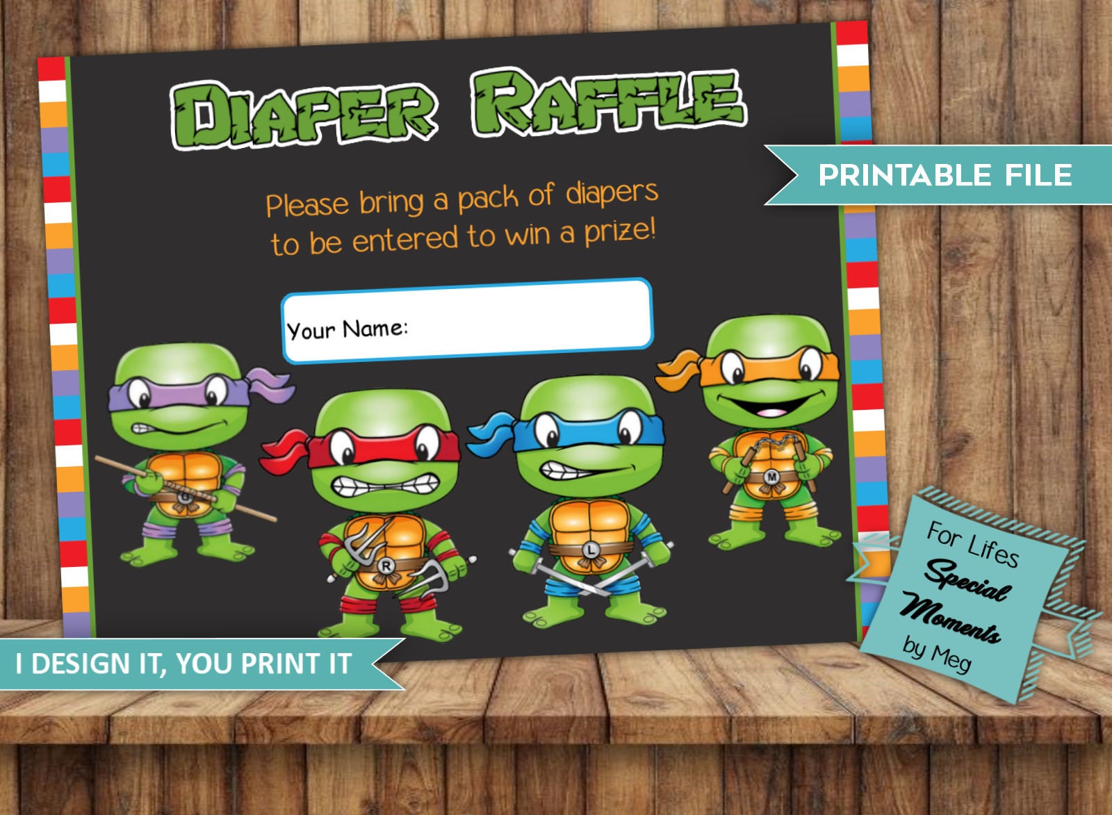 ninja turtle baby shower invitations