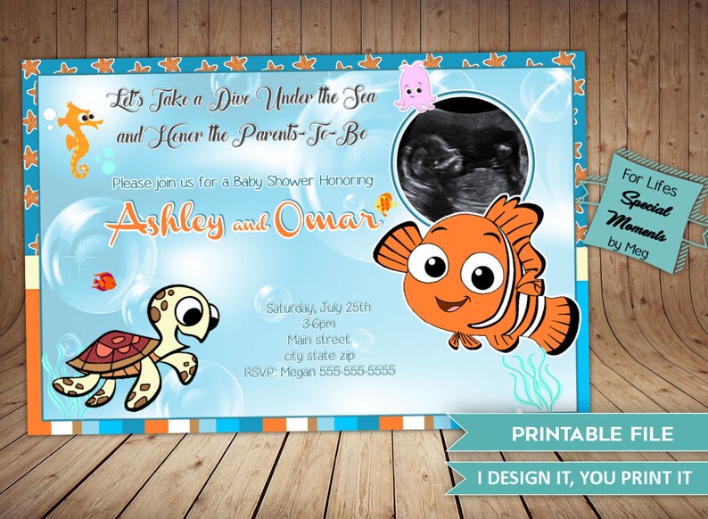 Disney Finding Nemo Baby Shower Invitations It S A Boy Etsy