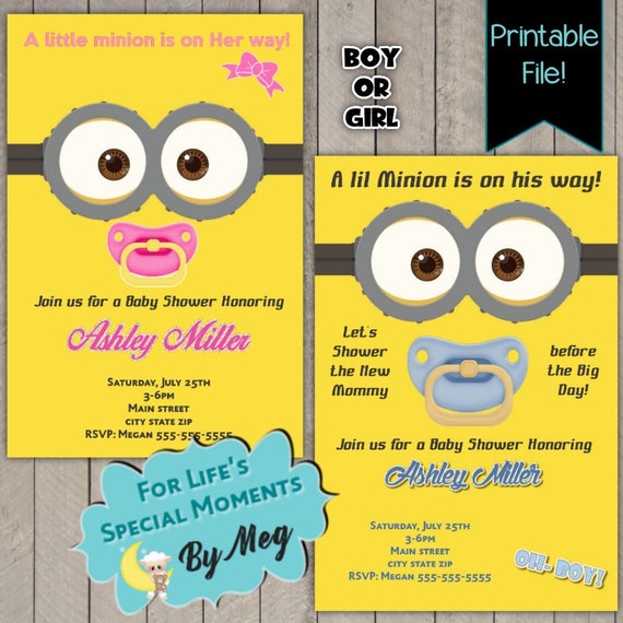 minion baby shower invitations