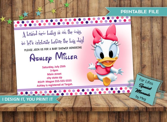 Daisy Duck Baby Shower Invitation Printable File It S Etsy Daisy Duck Baby Shower Invitation Printable File It S Etsy