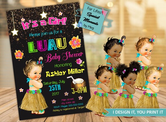 Custom Hawaiian Luau Baby Shower Invitation Printable file | Etsy