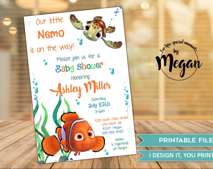 Finding Nemo Baby Shower Invitations Nemo Baby Shower Gender Etsy