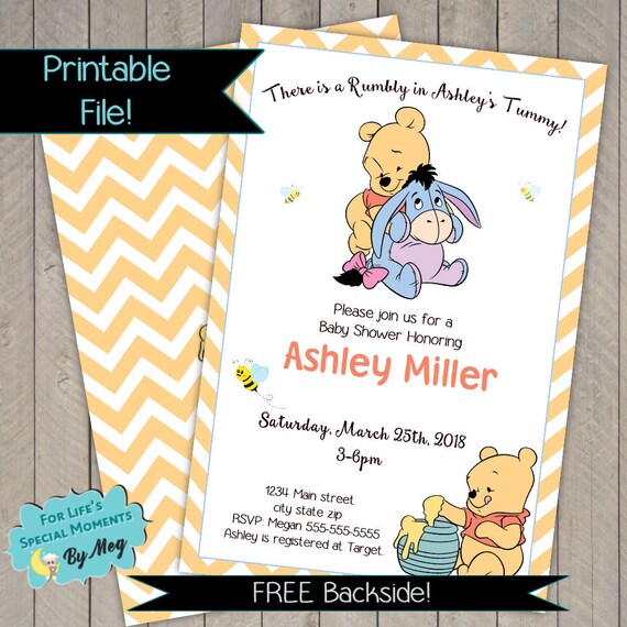 pooh bear baby shower invitations