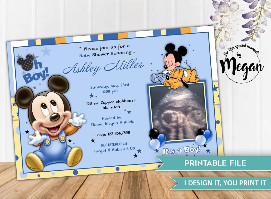 Mickey Mouse Baby Shower Invitations It's a Boy Baby Etsy