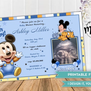 Mickey Mouse Baby Shower Invitations It S A Boy Baby Etsy Mickey Mouse Baby Shower Invitations It S A Boy Baby Etsy