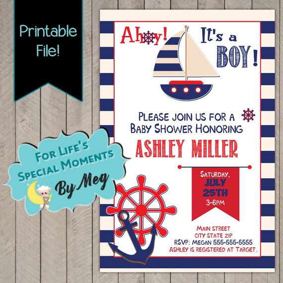 sailor baby shower invitations