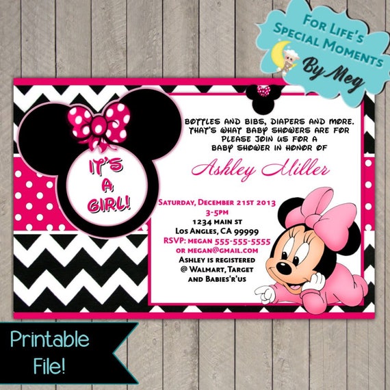 minnie mouse baby shower invitations
