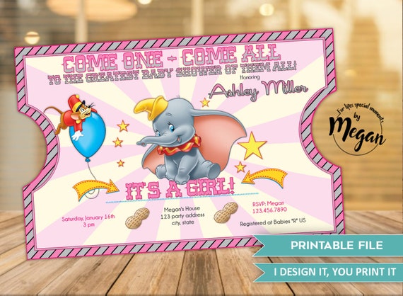 Disney Dumbo Bebe Ducha Invitacion Es Una Nina Bebe Ducha Etsy