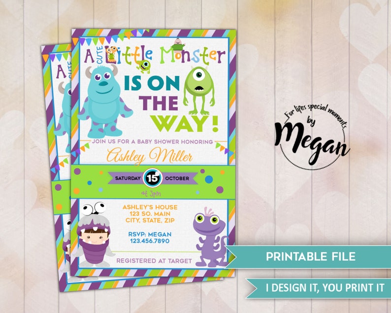 Monster inc Baby Shower Invitation Printable file Gender | Etsy